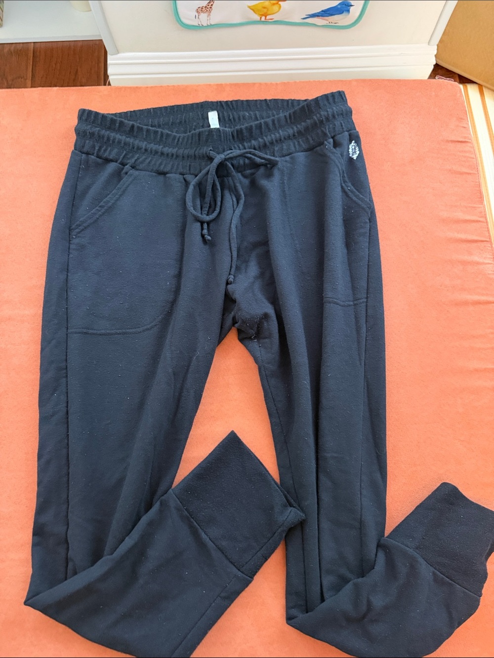 Free People Black Elastic Waistband Sweatpants with Drawstring Detail